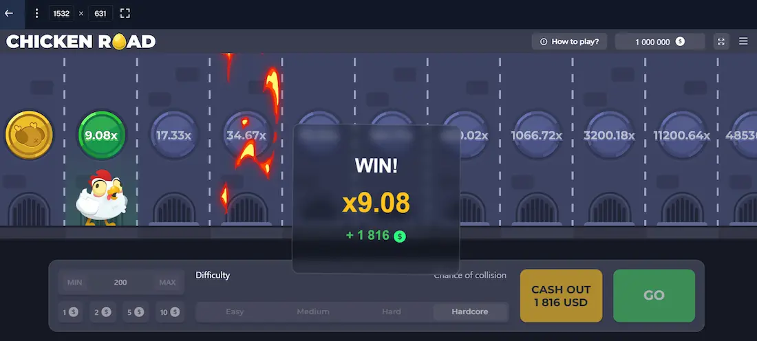 Chicken Road bonus mini-game screenshot